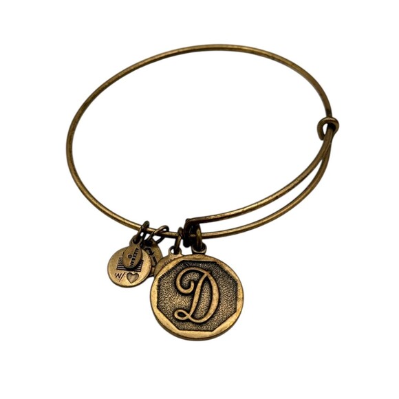 Alex and Ani Brass Bangle Expandable Letter D Bracelet - Picture 1 of 3